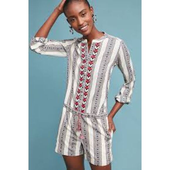 Anthropologie Pants - Anthropologie Berenice Embroidered Tania Romper 100% Cotton XS  EUC